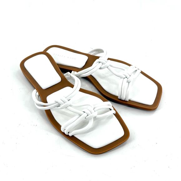 Azalea Wang Stetson Knot Sandals 9 NWOT White Slip On Resort Travel Beach Cruise - Picture 2 of 5